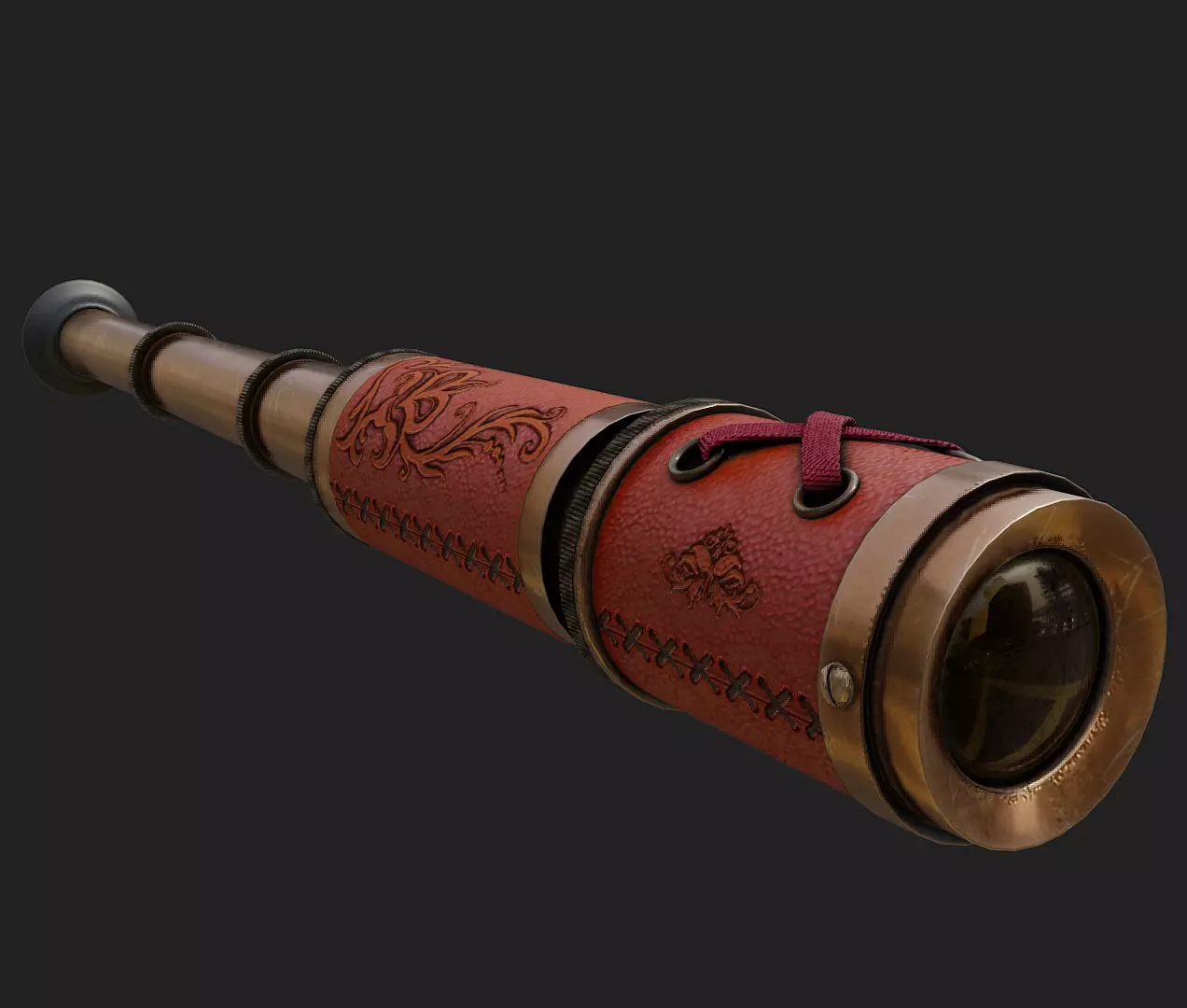 Pirate Spyglass Low-poly 3D model_0