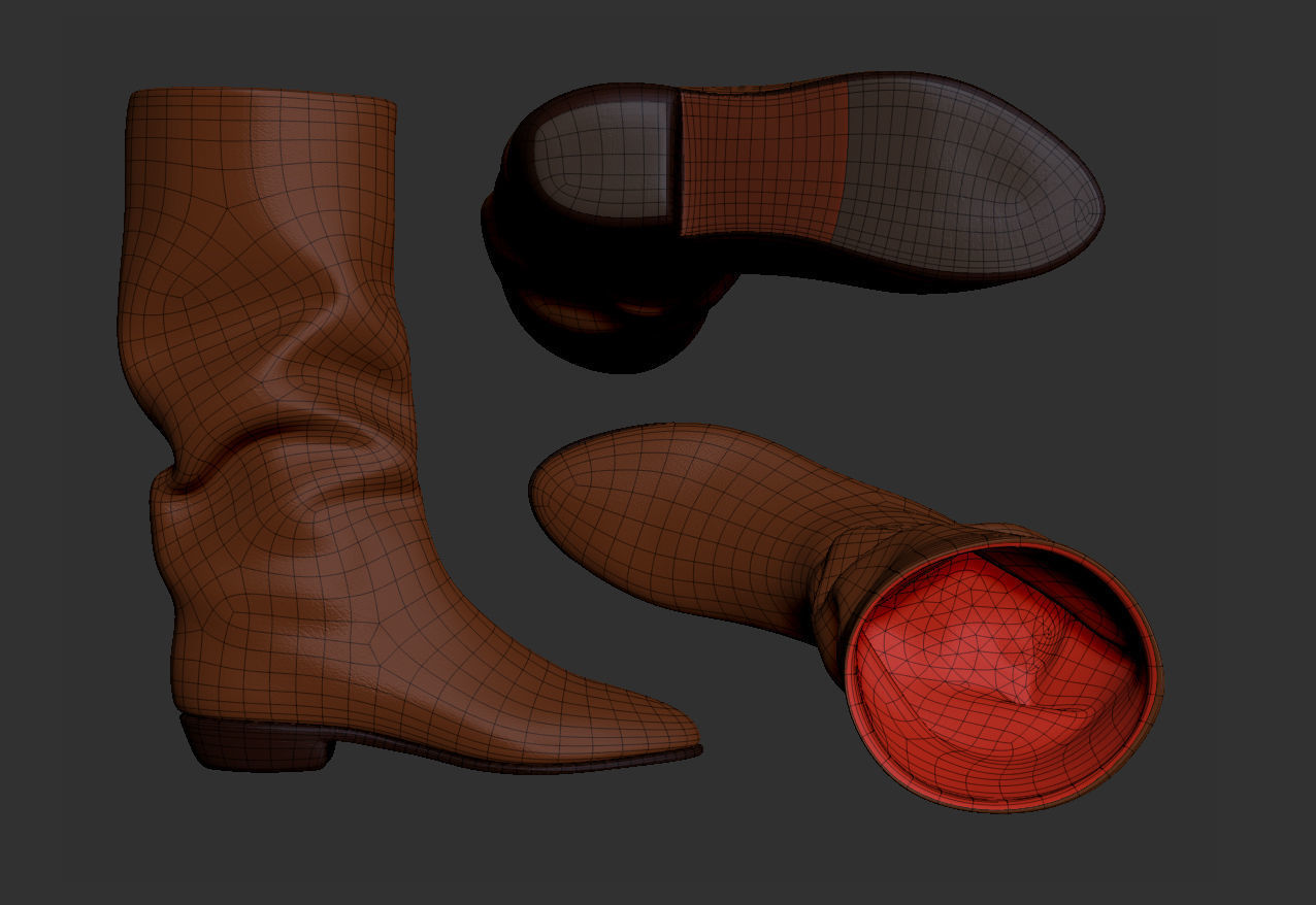 Red boots Low-poly 3D model_17