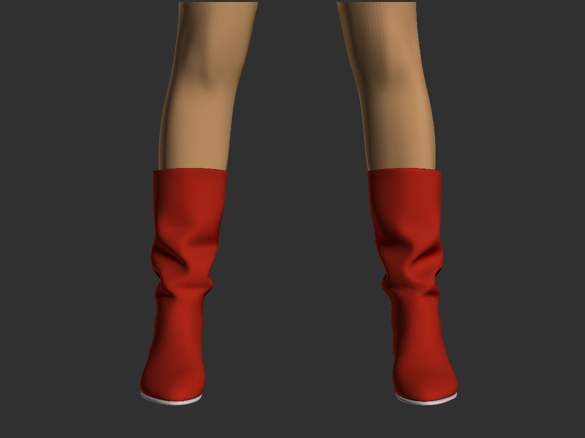 Red boots Low-poly 3D model_6