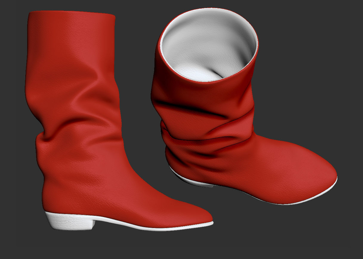 Red boots Low-poly 3D model_19