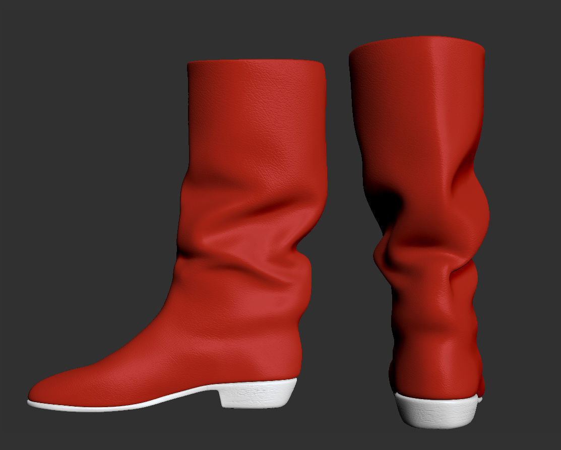 Red boots Low-poly 3D model_15