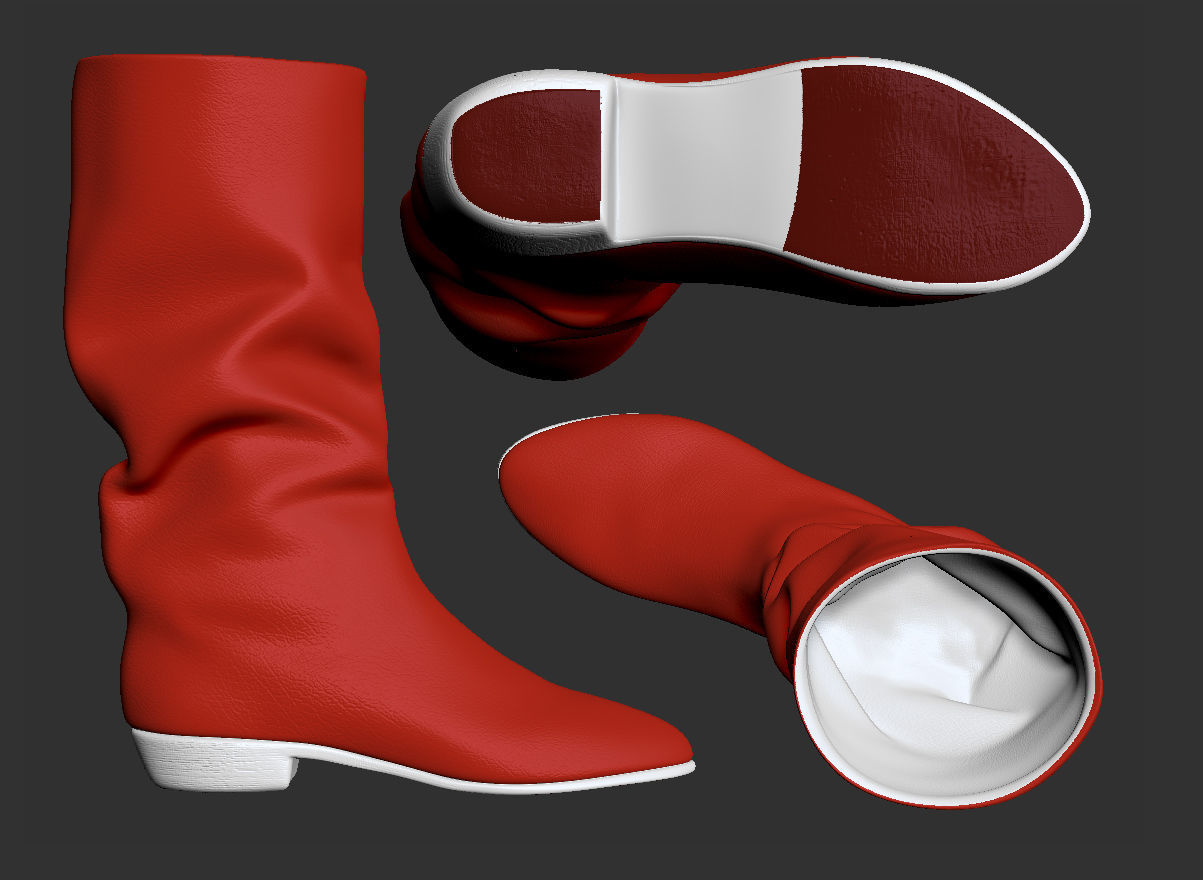 Red boots Low-poly 3D model_20