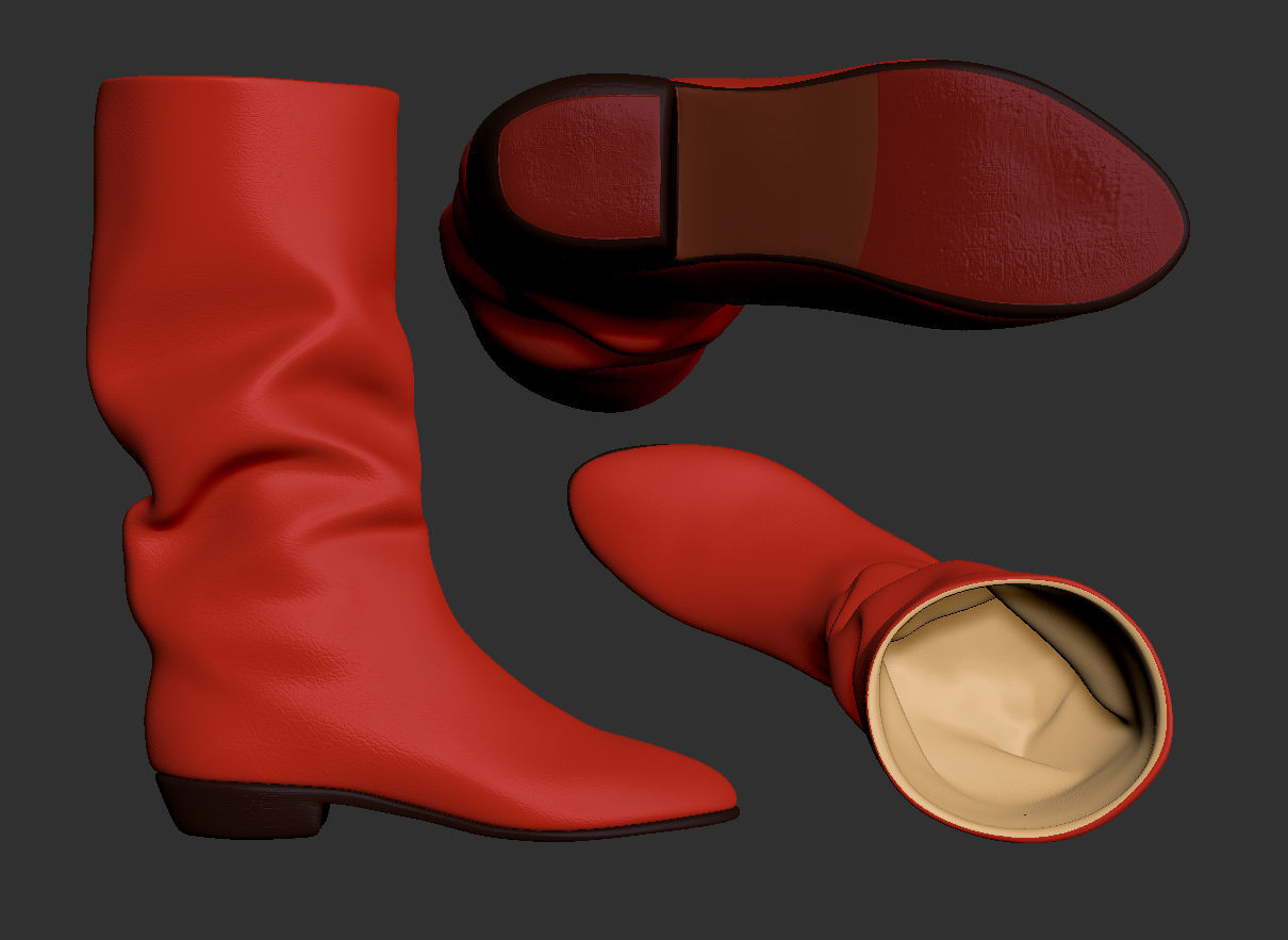 Red boots Low-poly 3D model_21