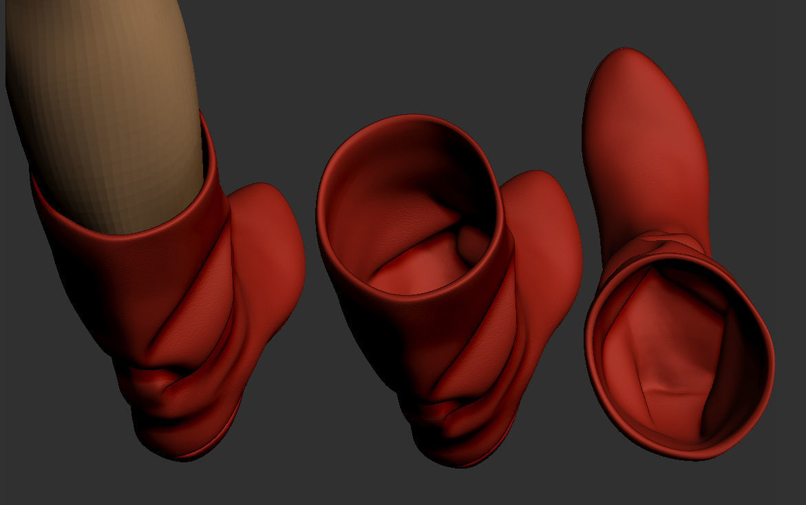 Red boots Low-poly 3D model_7