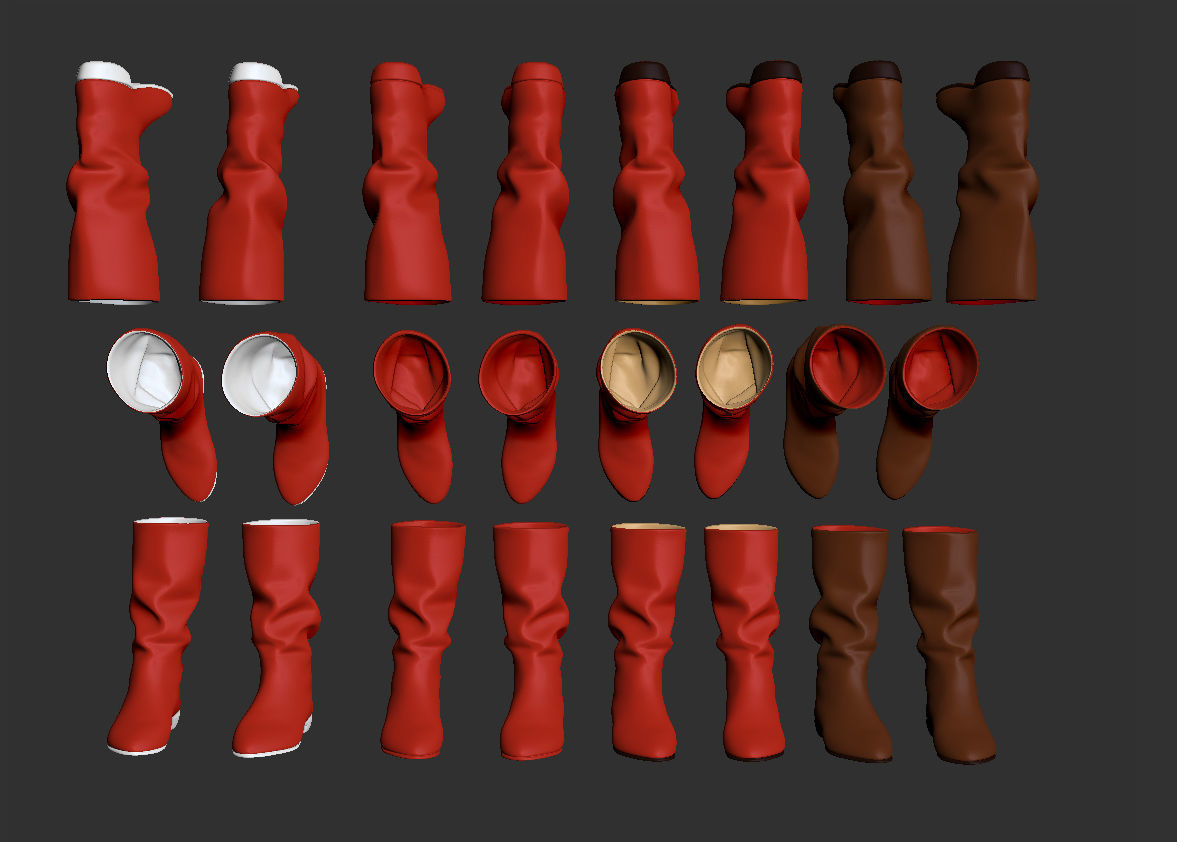 Red boots Low-poly 3D model_2