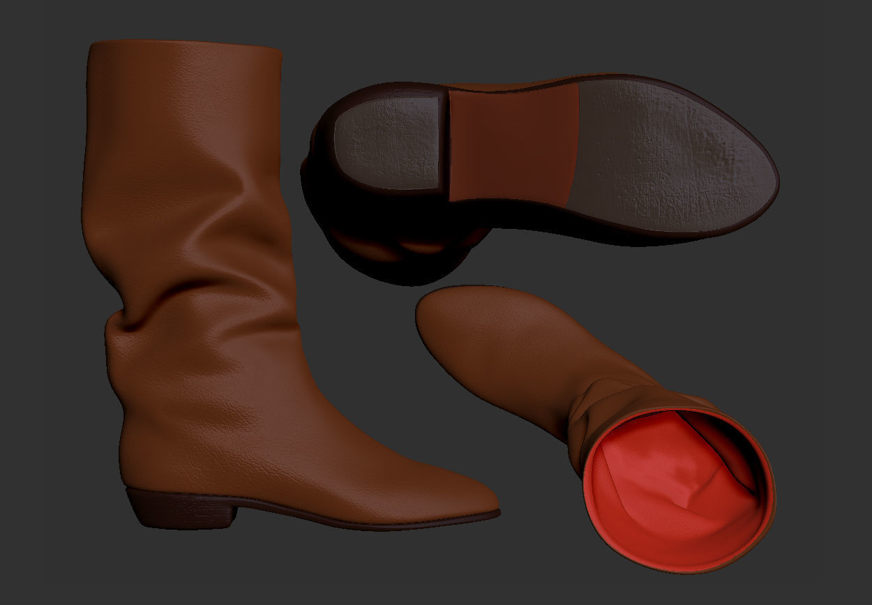 Red boots Low-poly 3D model_22