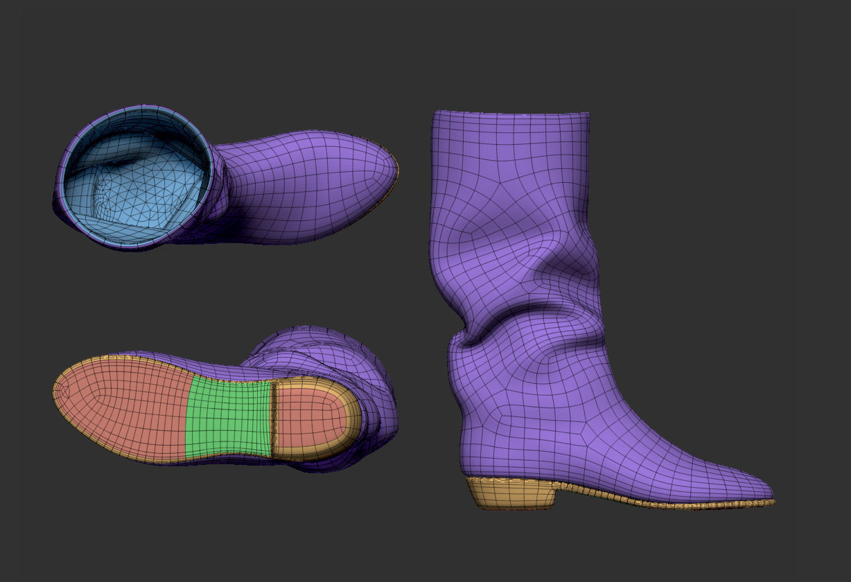 Red boots Low-poly 3D model_4