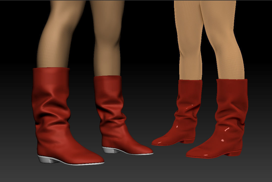 Red boots Low-poly 3D model_25