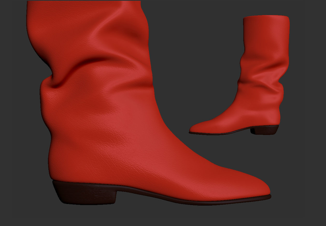 Red boots Low-poly 3D model_1
