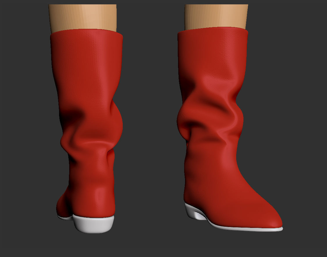 Red boots Low-poly 3D model_9