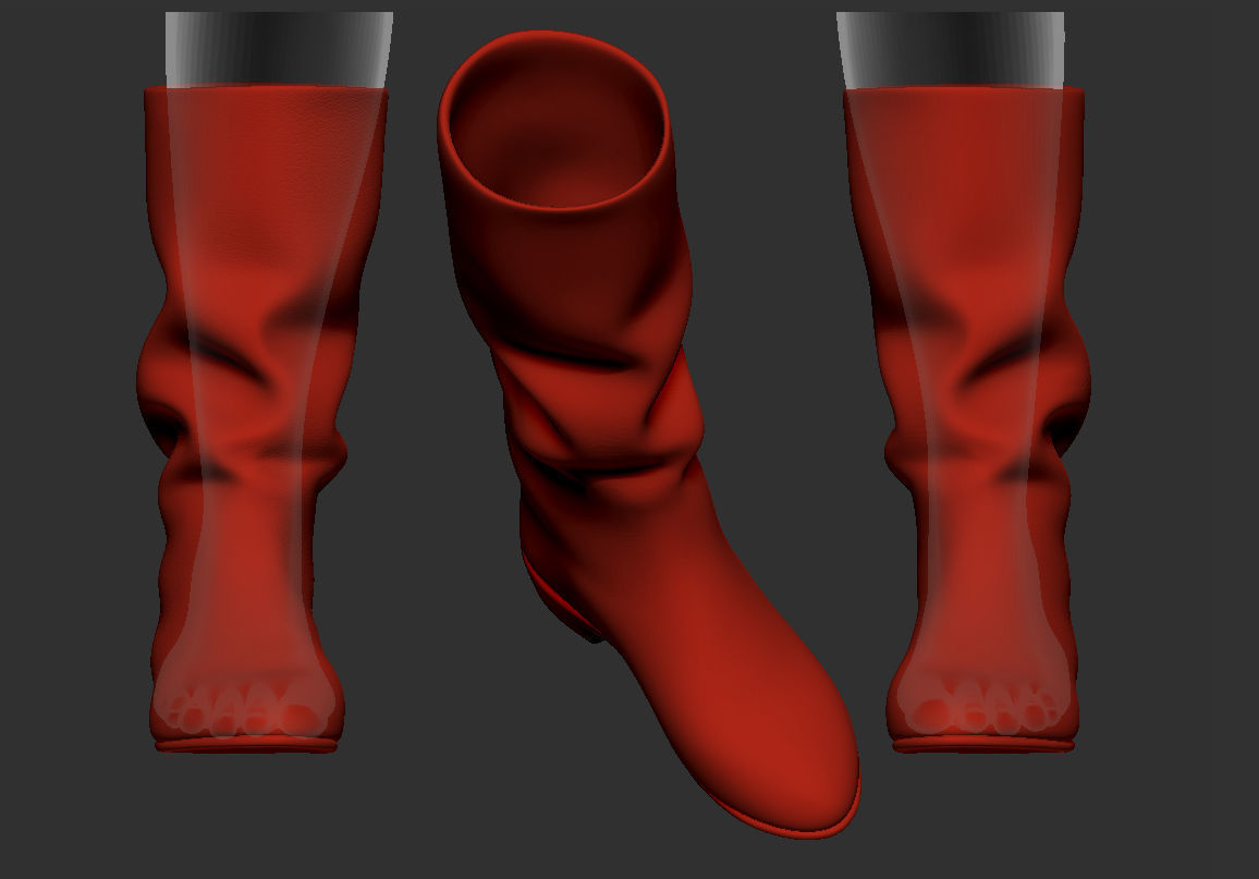 Red boots Low-poly 3D model_13