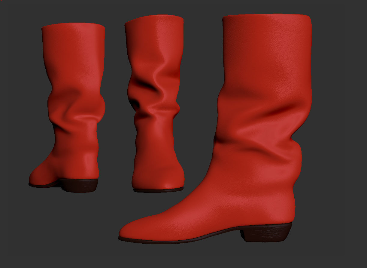 Red boots Low-poly 3D model_18