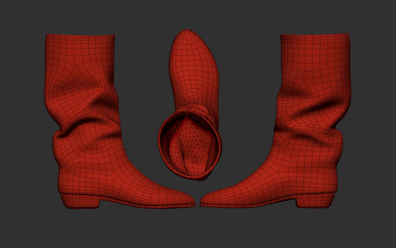 Red boots Low-poly 3D model_8