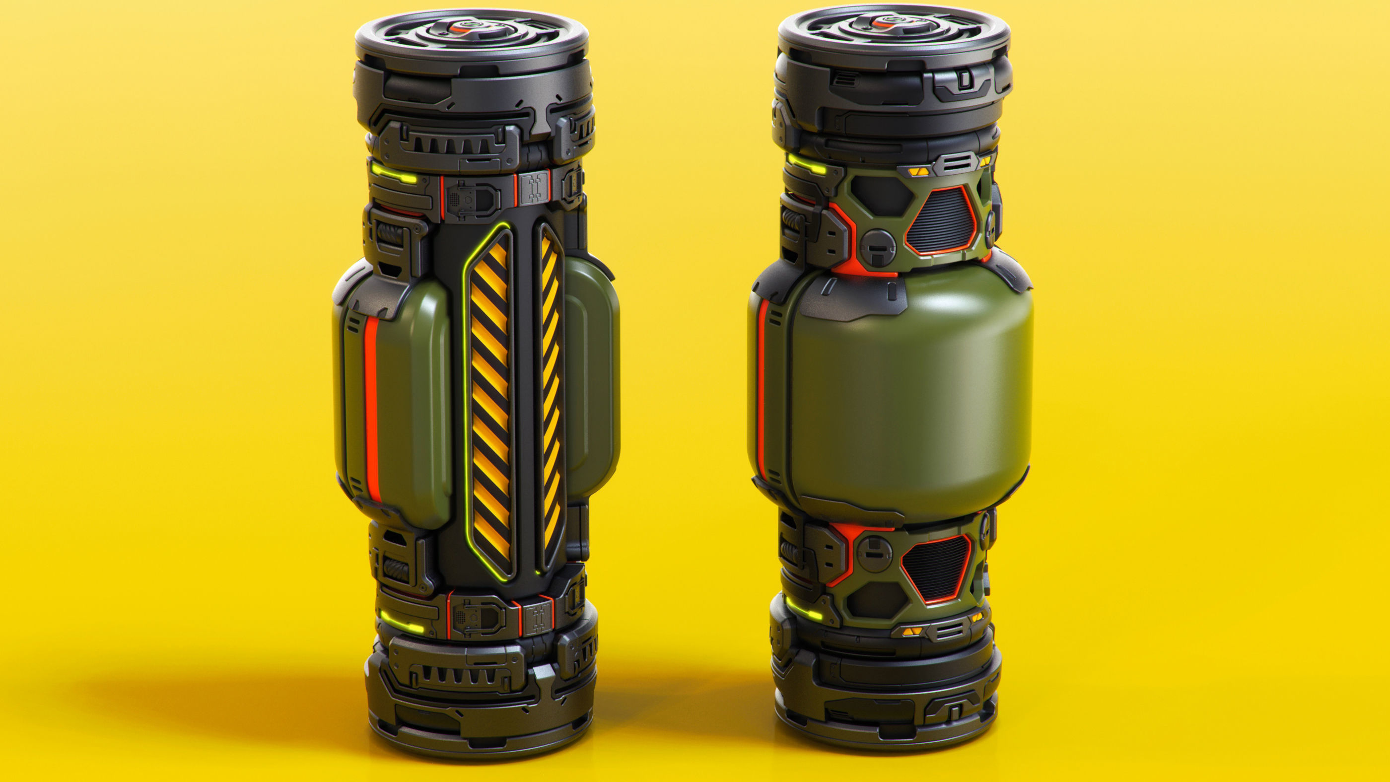 SciFi Barrels set 3D model_9