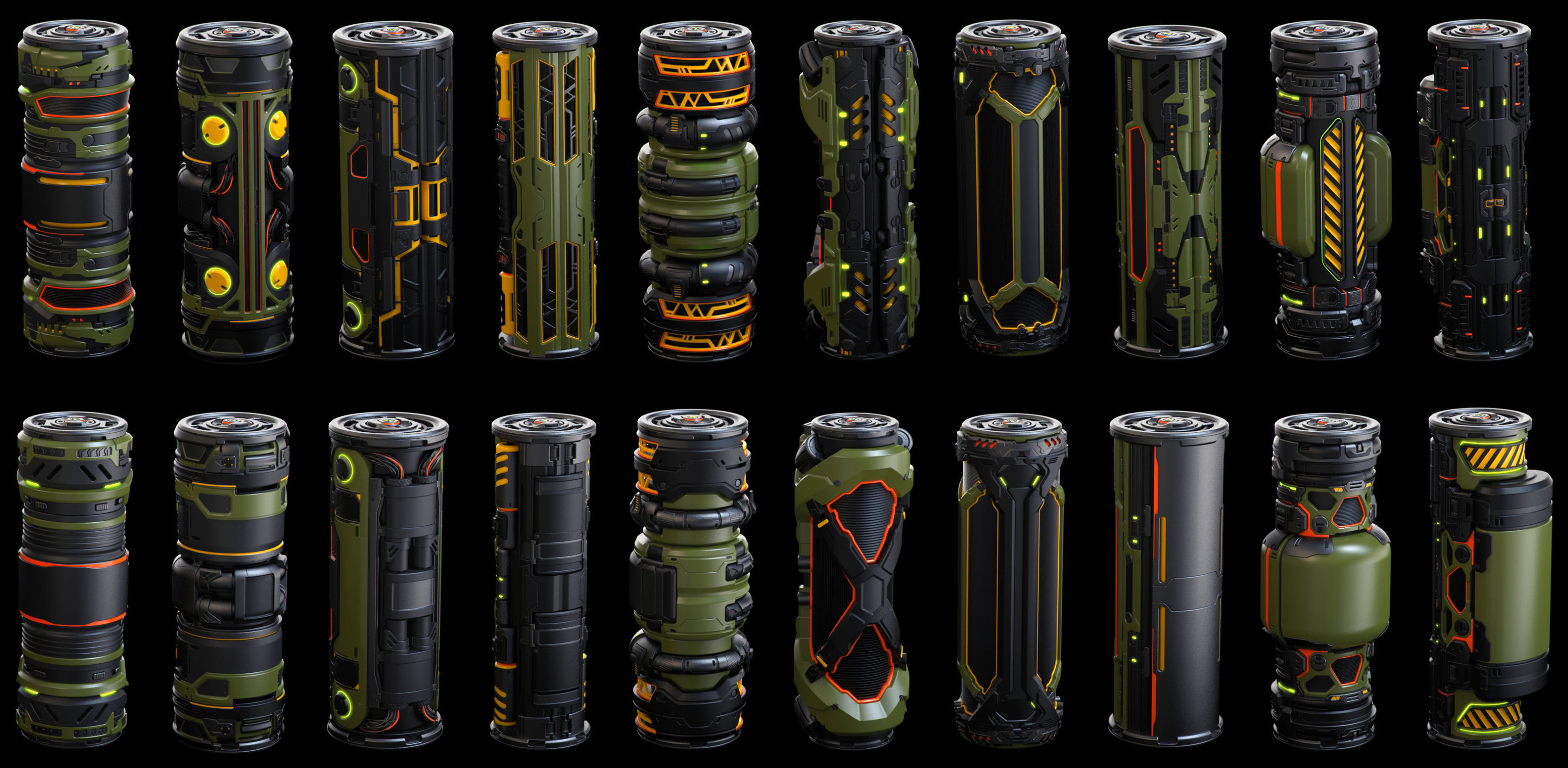 SciFi Barrels set 3D model_1