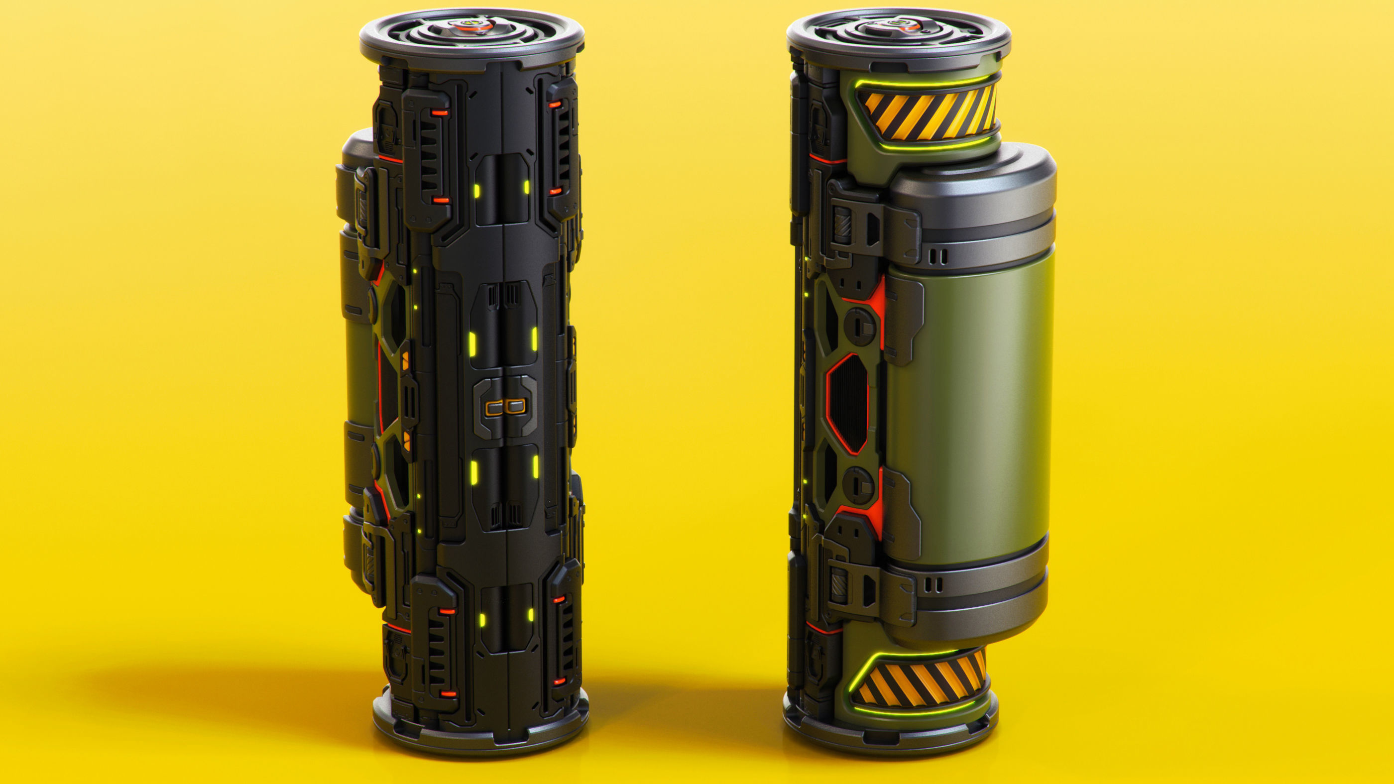 SciFi Barrels set 3D model_10