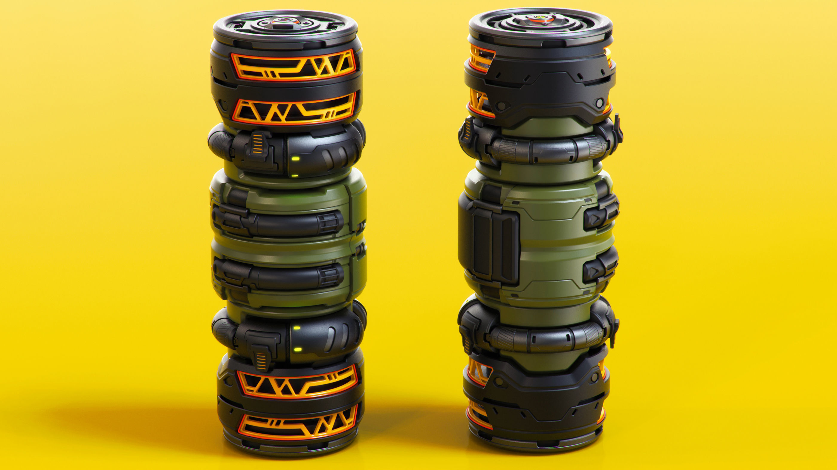 SciFi Barrels set 3D model_5