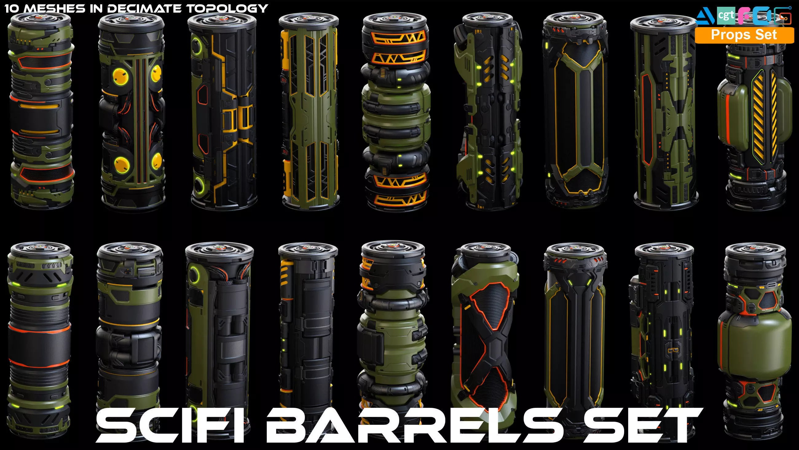 SciFi Barrels set 3D model_0