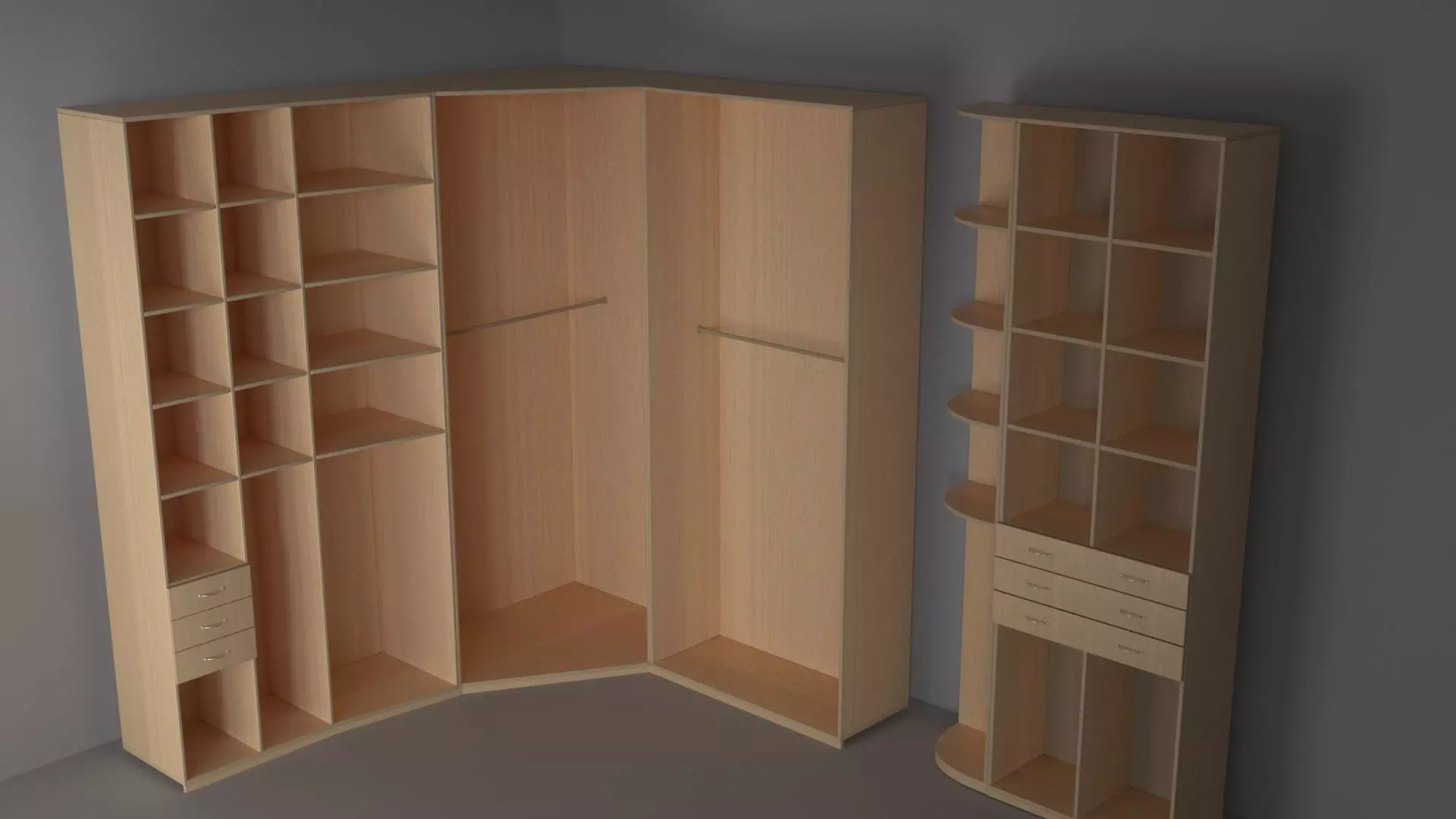 furniture closet with shelves and drawers Free 3D model