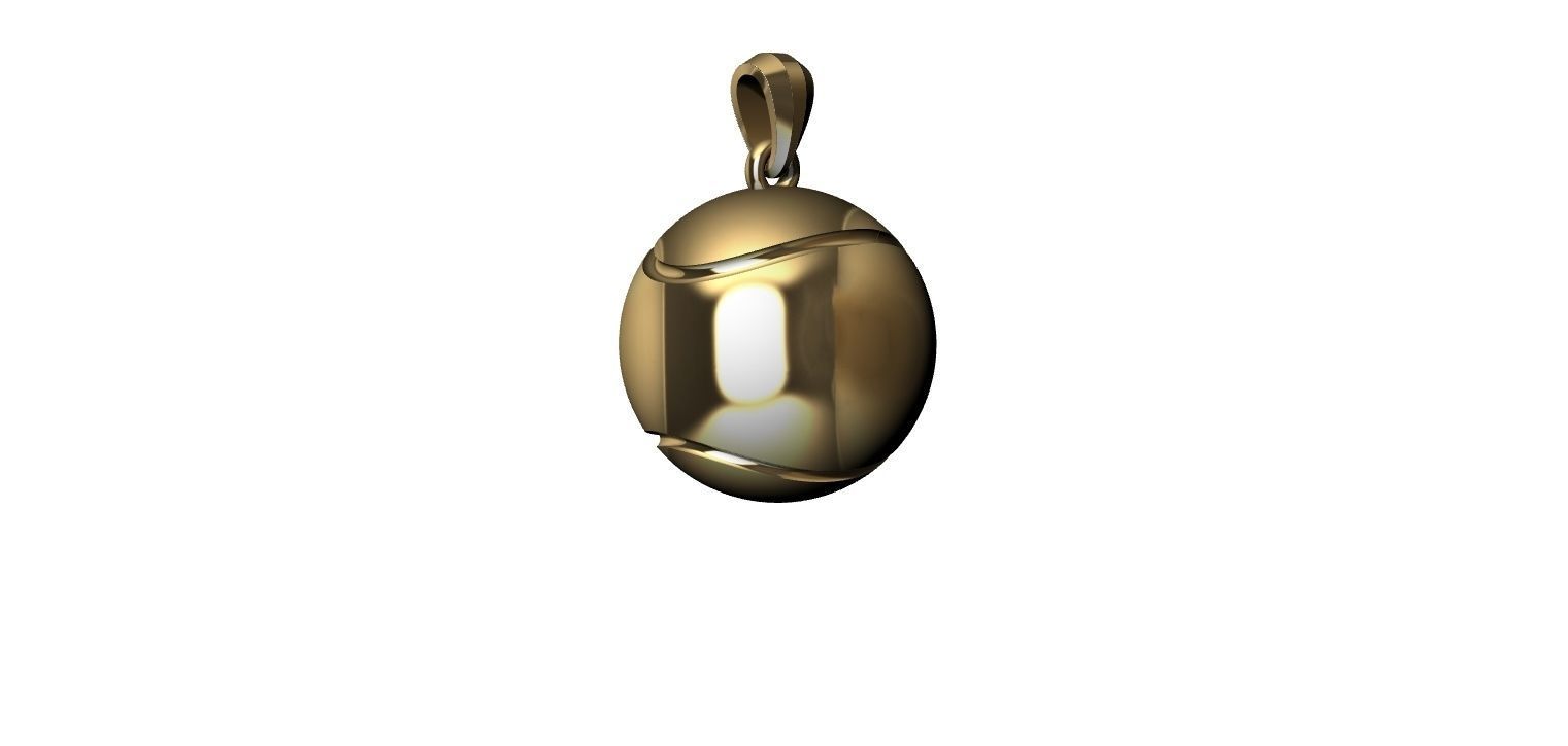 Tennis Ball Hollow Pendant   3D print model_10