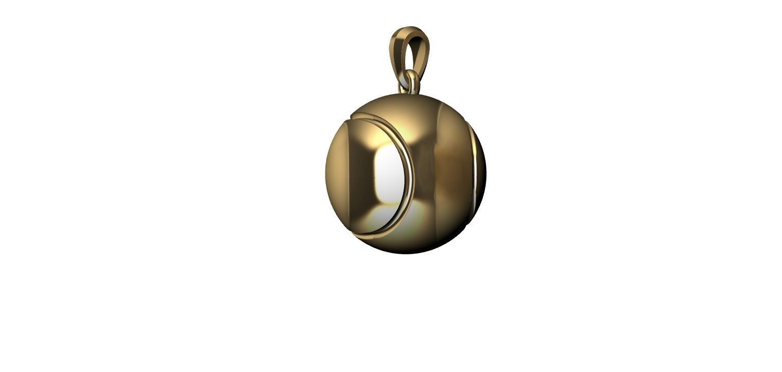 Tennis Ball Hollow Pendant   3D print model_13