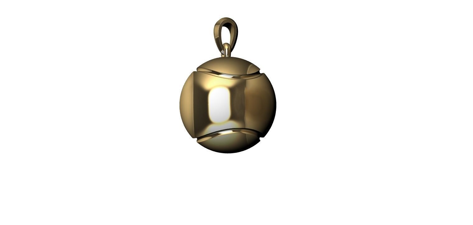 Tennis Ball Hollow Pendant   3D print model_8