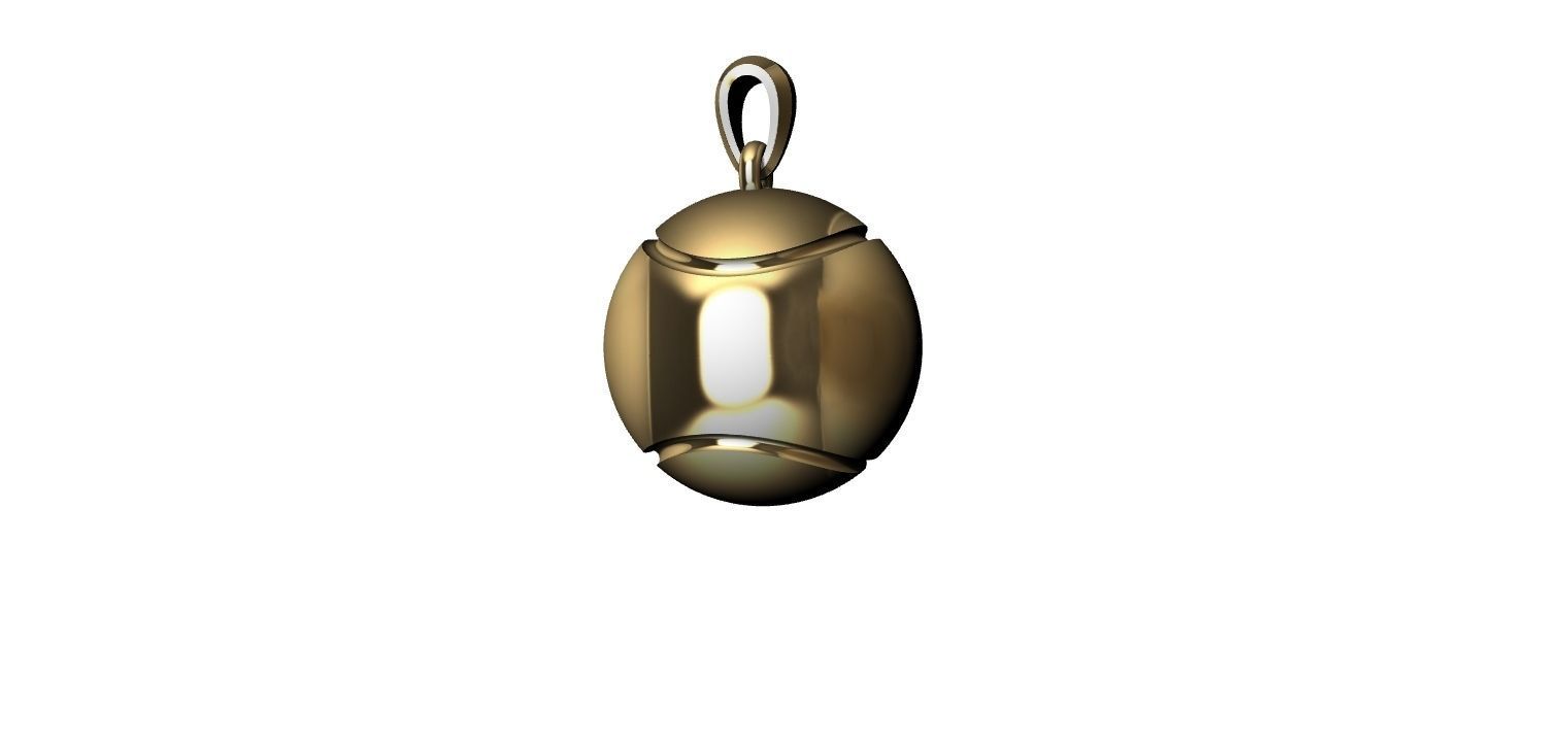 Tennis Ball Hollow Pendant   3D print model_9