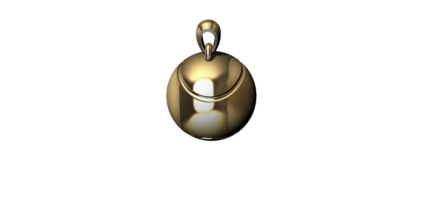 Tennis Ball Hollow Pendant   3D print model_16