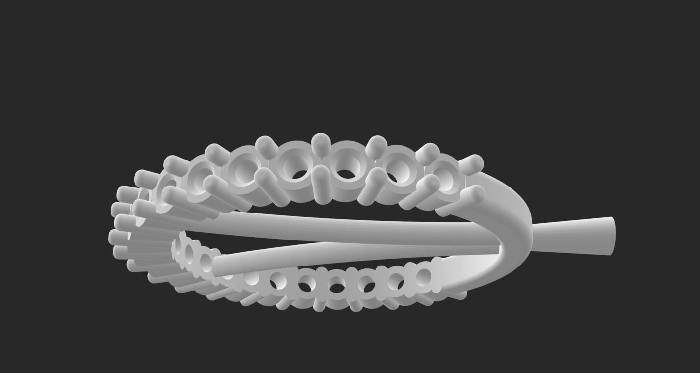 One Row Stone Band 3D model_2
