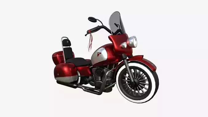 Motorcycle Cartoon B07 Red White - Custom Vehicle Design Low-poly 3D model