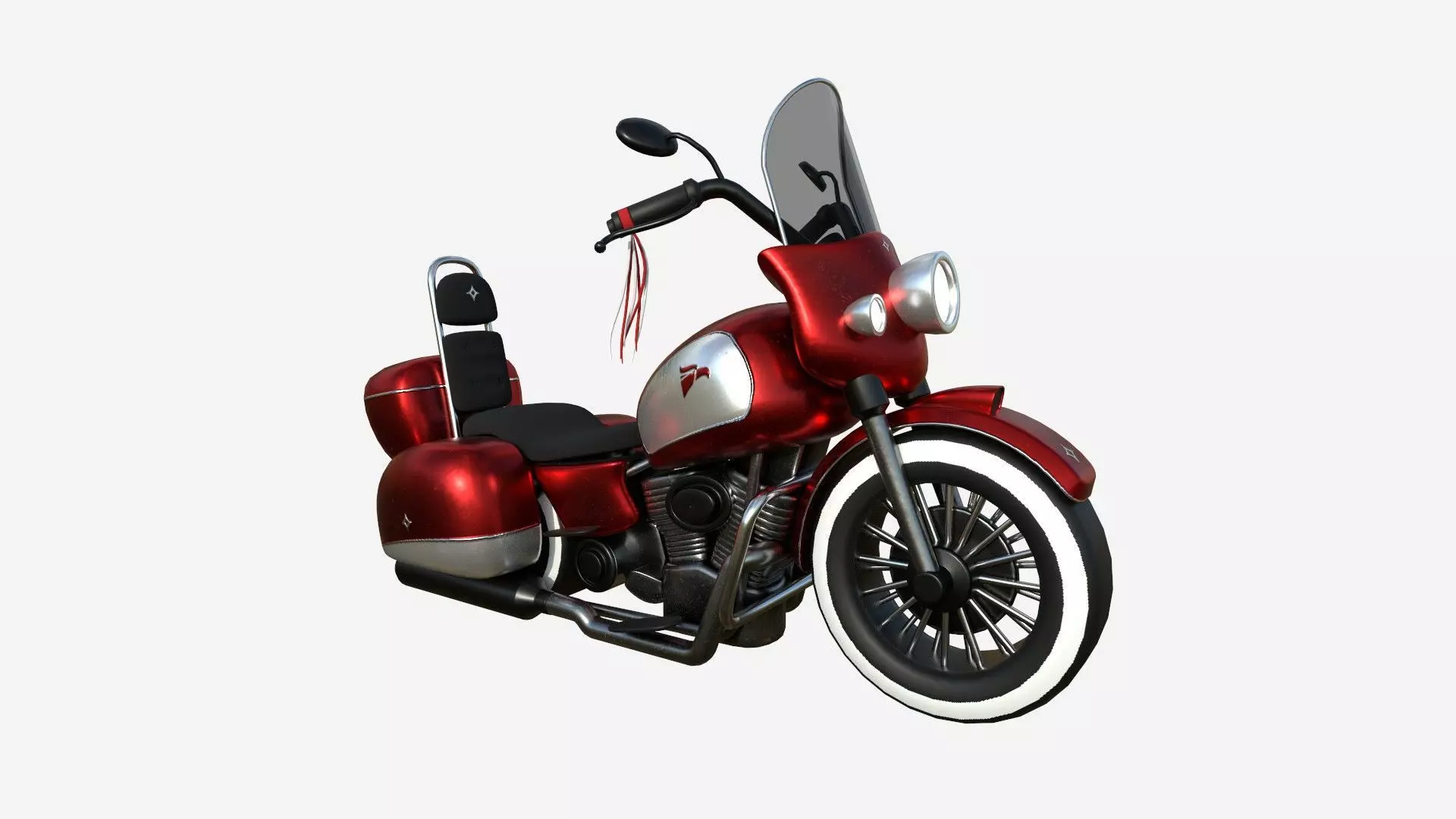 Motorcycle Cartoon B07 Red White - Custom Vehicle Design Low-poly 3D model