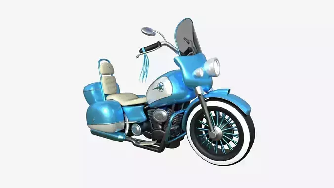 Motorcycle Cartoon B08 Blue White - Custom Vehicle Design Low-poly 3D model