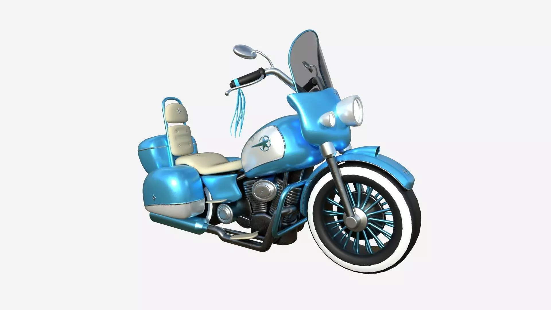 Motorcycle Cartoon B08 Blue White - Custom Vehicle Design Low-poly 3D model