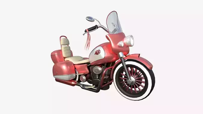 Motorcycle Cartoon B09 Light Red - Custom Vehicle Design Low-poly 3D model