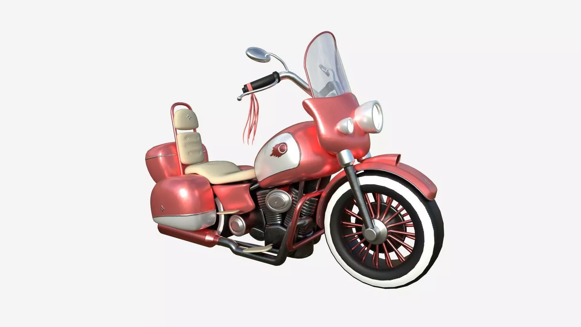 Motorcycle Cartoon B09 Light Red - Custom Vehicle Design Low-poly 3D model