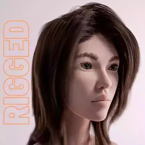 Woman full rigged with hair - Human Low-poly 3D model