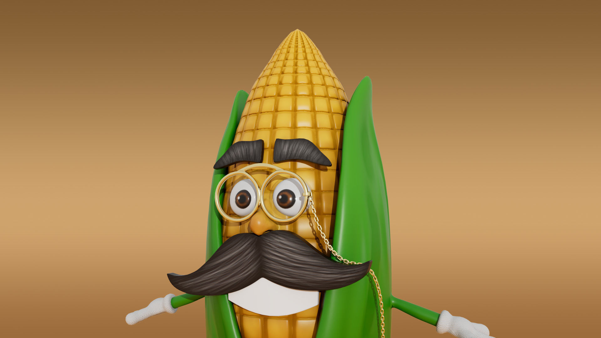 Corn cartoon Low-poly 3D model_9