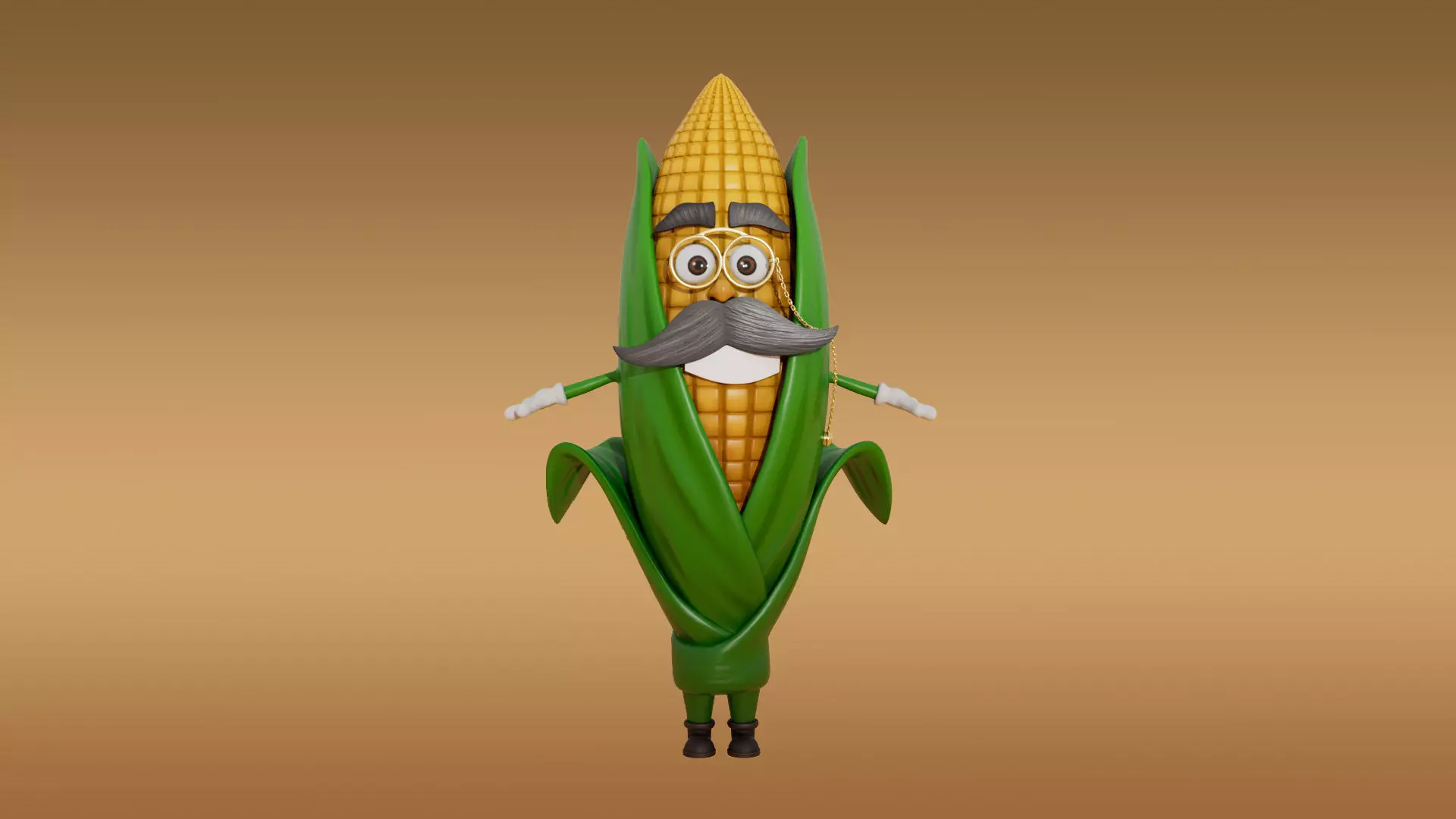 Corn cartoon Low-poly 3D model_0