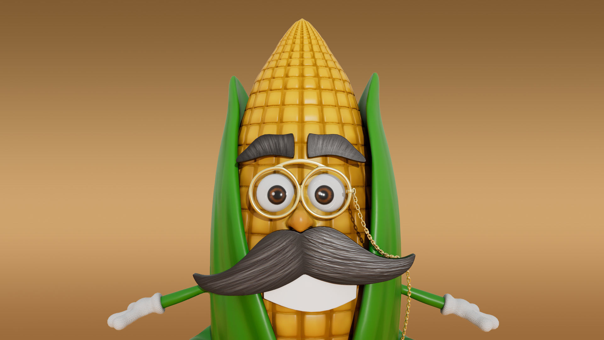 Corn cartoon Low-poly 3D model_8