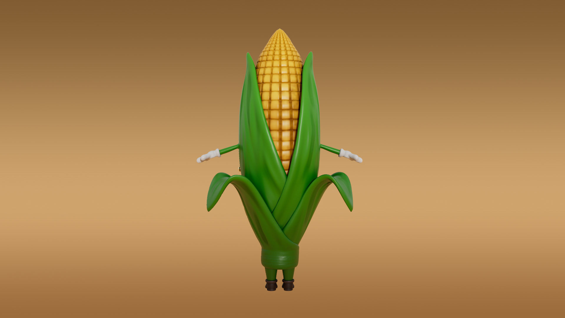 Corn cartoon Low-poly 3D model_4