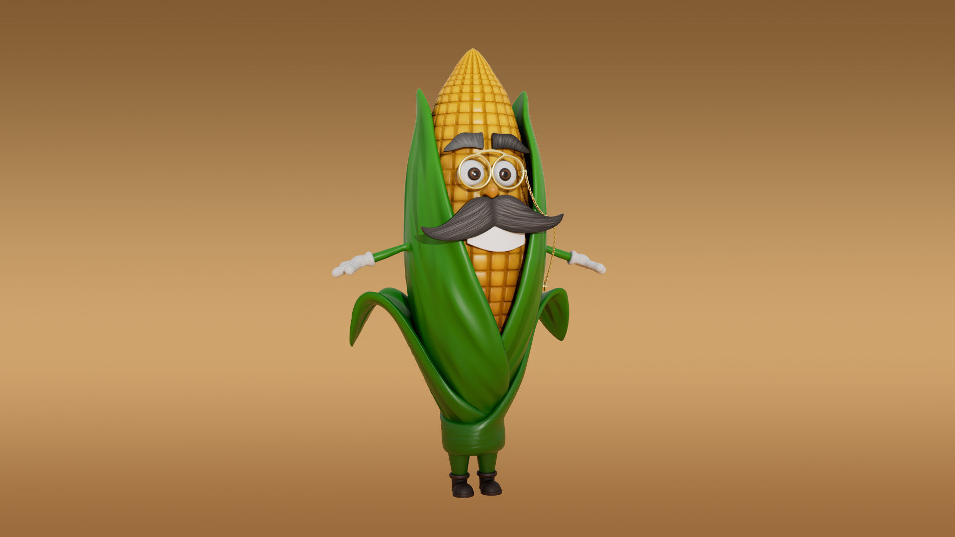 Corn cartoon Low-poly 3D model_1