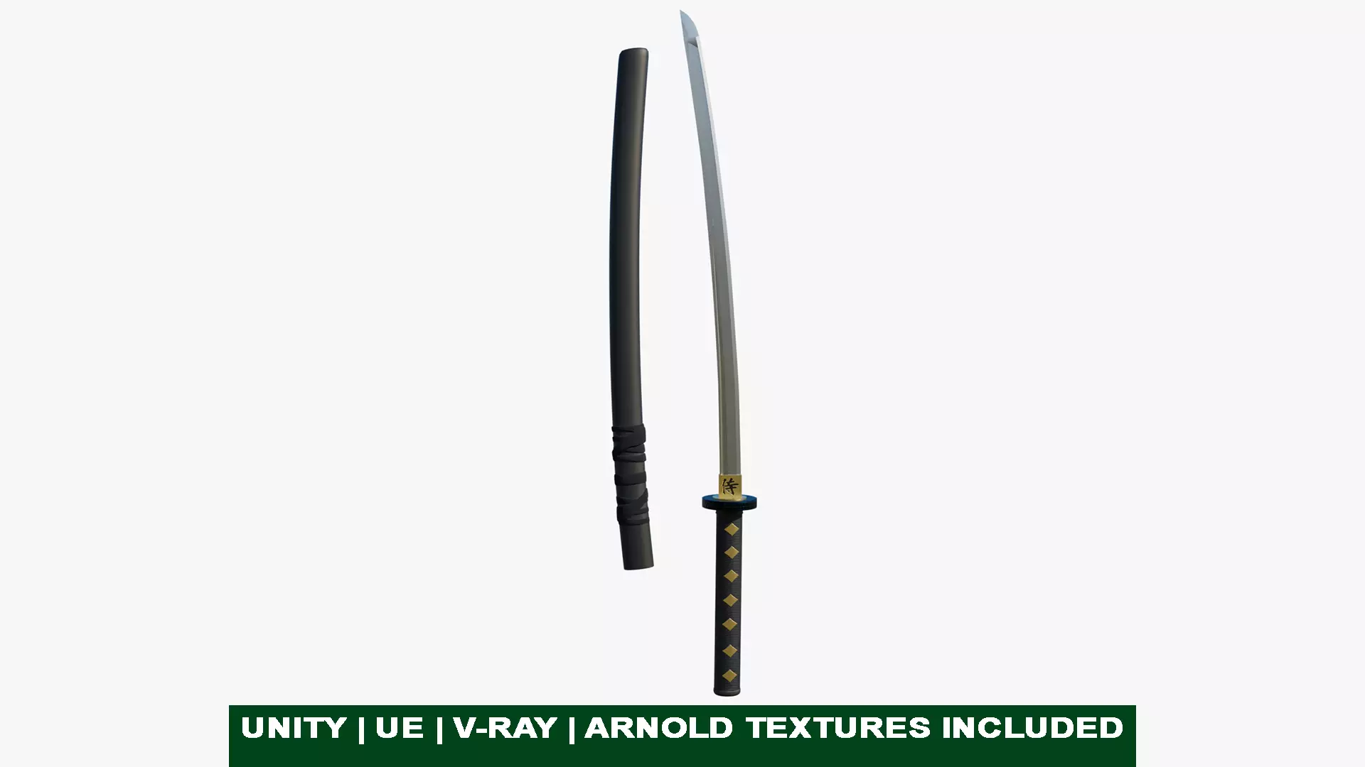 Sword 09 Game Ready PBR Unity UE Arnold V-Ray Textures Included Low-poly 3D model_0