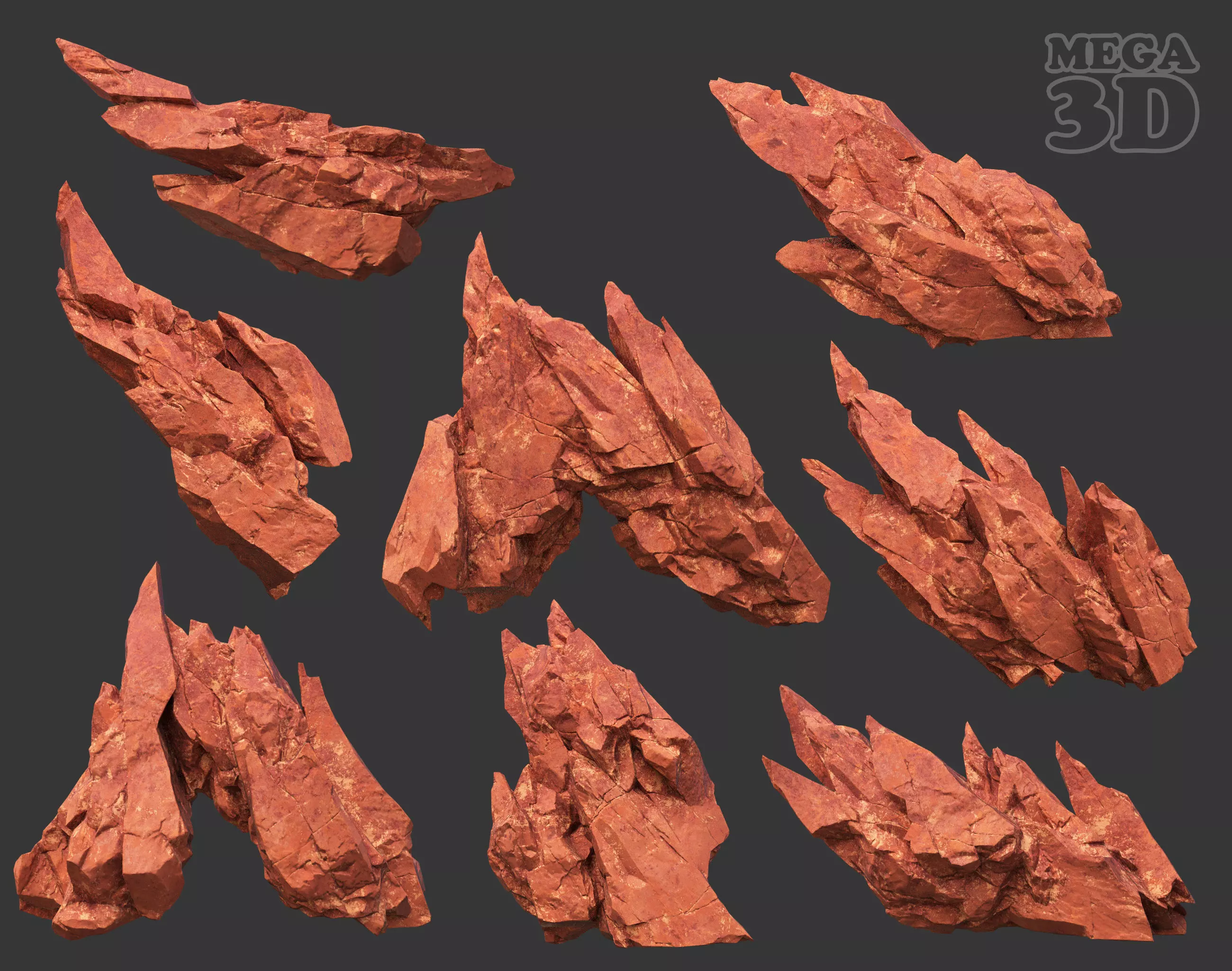 Scifi Yellow Sharp Rock 220611 - Ultra HD 16K Textures Low-poly 3D model_0