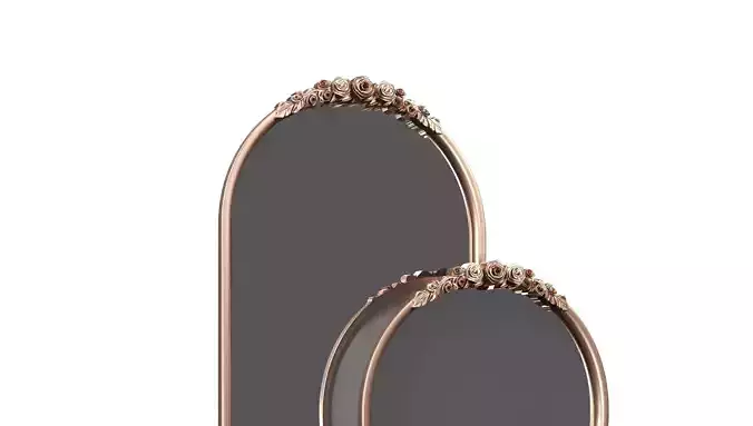 ROSETTE ARCHED DRESSER AND ROUND MIRROR  3D model