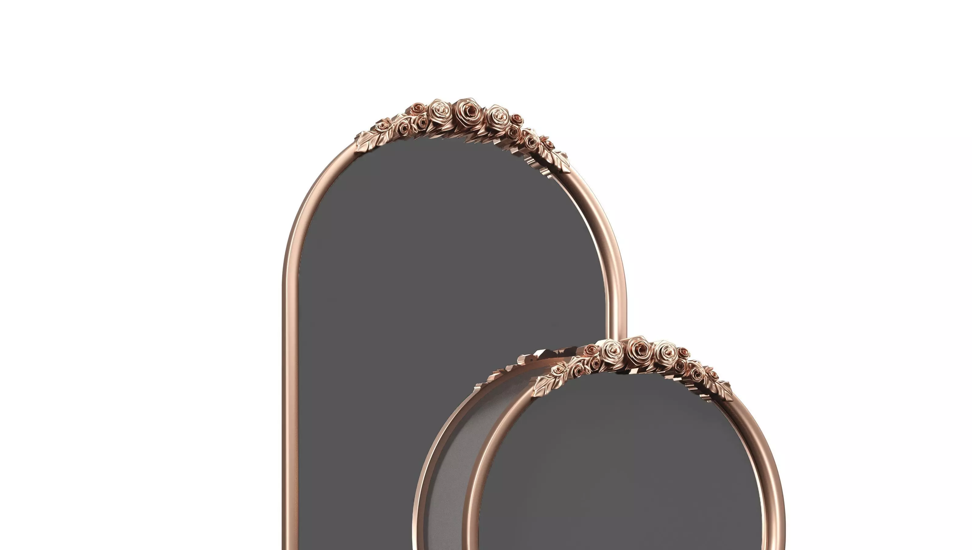 ROSETTE ARCHED DRESSER AND ROUND MIRROR  3D model_0