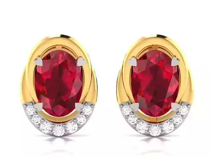 Fancy Oval Diamond Earring 3D print model