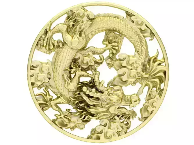 Fengshui Lucky Dragon Pendant Jewelry Model 3328 3D print model