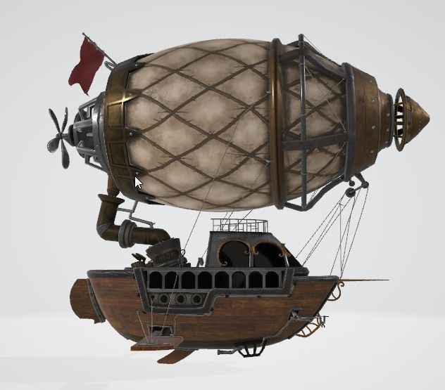 Steampunk ship Low-poly 3D model_4
