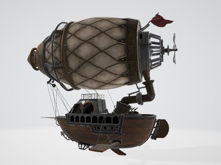 Steampunk ship Low-poly 3D model_7
