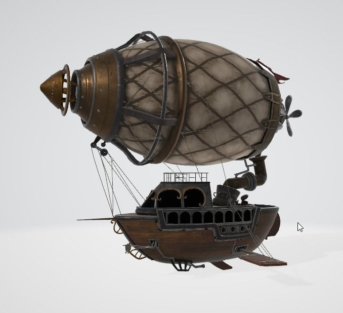 Steampunk ship Low-poly 3D model_2